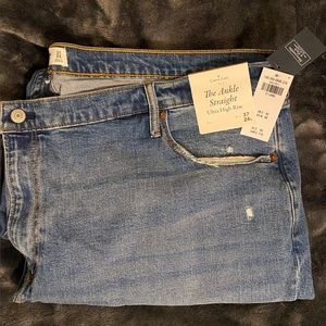 Abercrombie & Fitch Curve Love ankle straight ultra high rise jeans 37 Long NWT